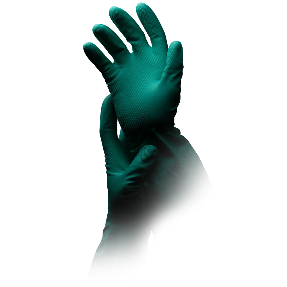 Chemical protection gloves nitrile, green, size S, chemical protection type A, Clean-Expert: buy nitrile gloves as chemical protection gloves and industrial gloves.