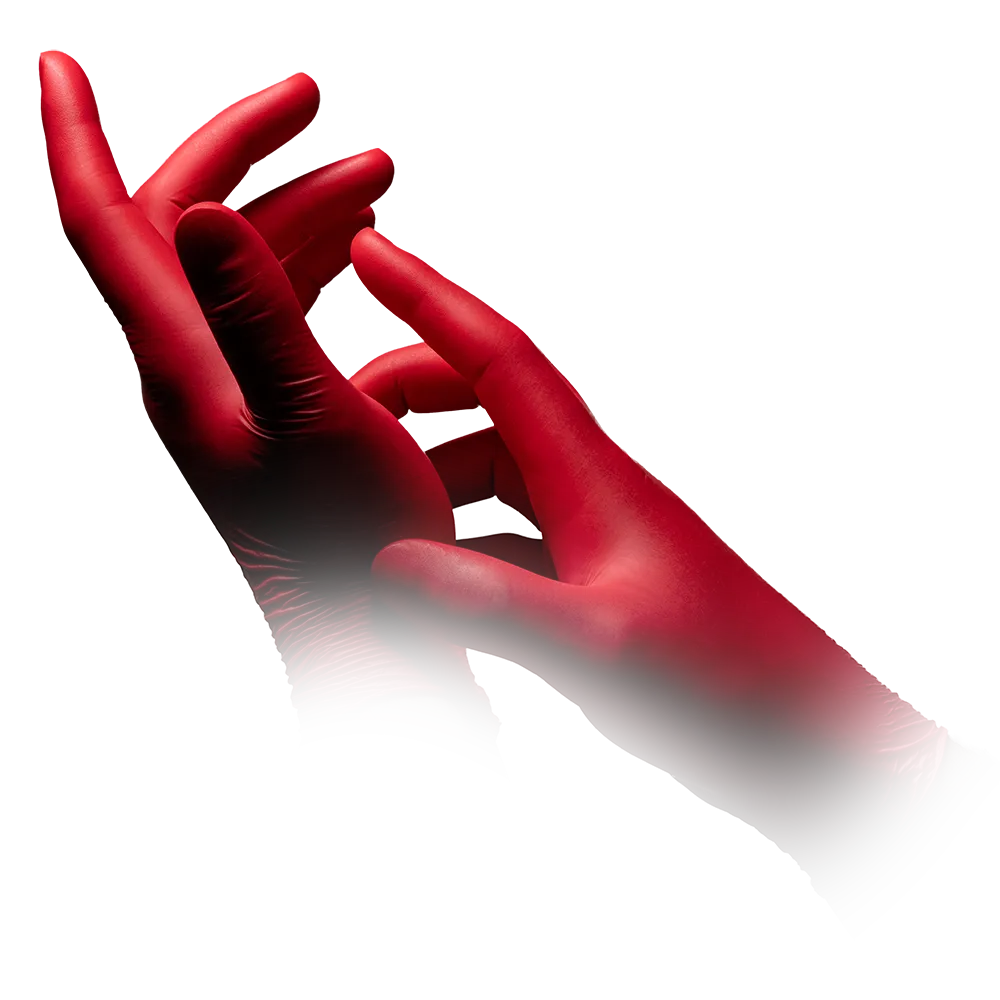 Nitrile gloves, red, size M, powderfree, style Hot Chili by Med-Comfort:  buy nitrile disposable gloves as protective gloves and examination gloves  made of coloured nitrile. | M | 01178-M