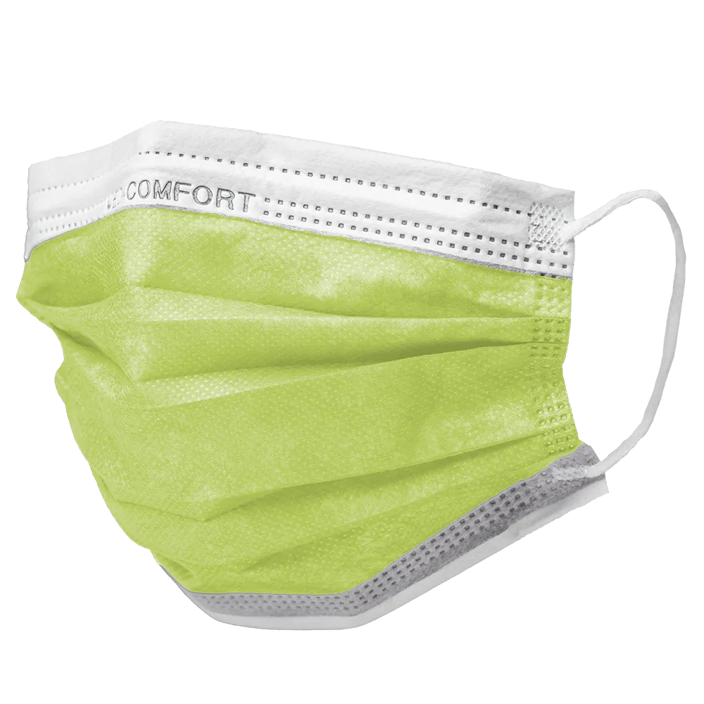 OP mask, lime, green, fleece, type IIR, Med-Comfort: buy disposable mask as mouth nose protection.