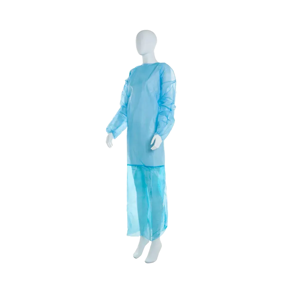 Polypropylene fleece gown with attached apron, blue, Med-Comfort: buy PP Disposable gown for hygiene.