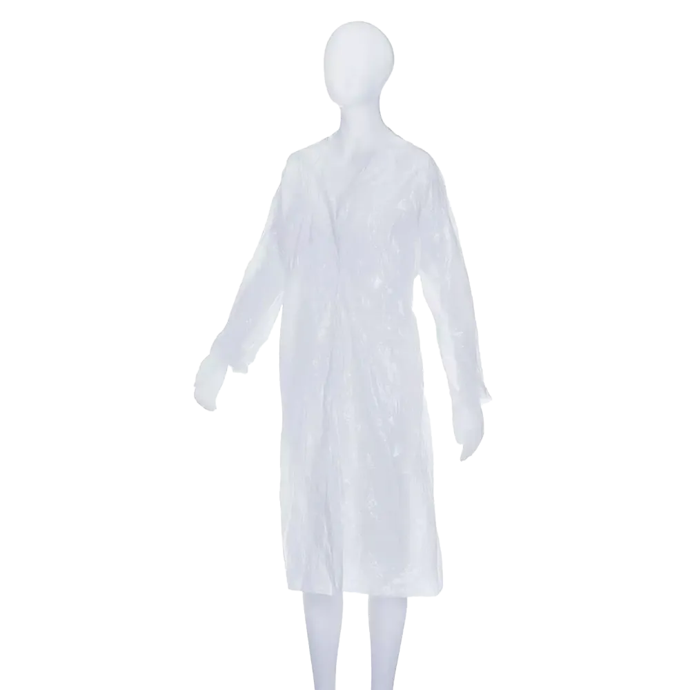 PE Disposable visitor gowns, white, 115 x 150 cm, medium, Med-Comfort: buy polyethylene disposable gown for visitors.