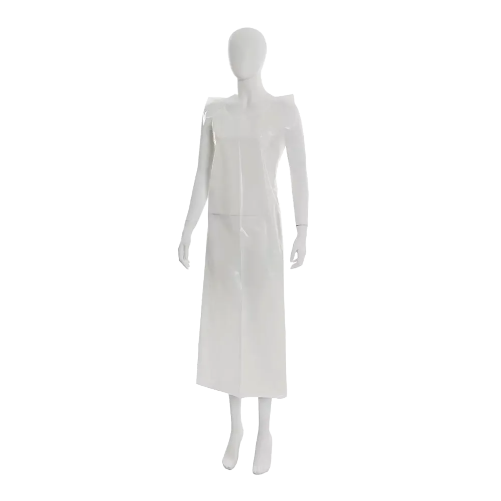 Disposable aprons,white, smooth surface, 75 x 140 cm, polyethylene, Med-Comfort: buy disposable apron for bandaging in hygienic dispenser box.