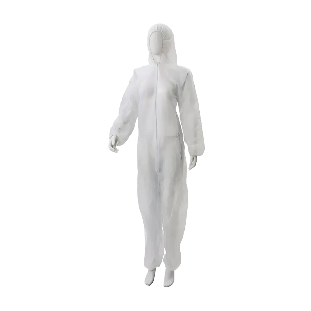 Polypropylene overall, white, size XXXL, Med-Comfort: buy disposable overall with zip and bonnet as protective clothing.