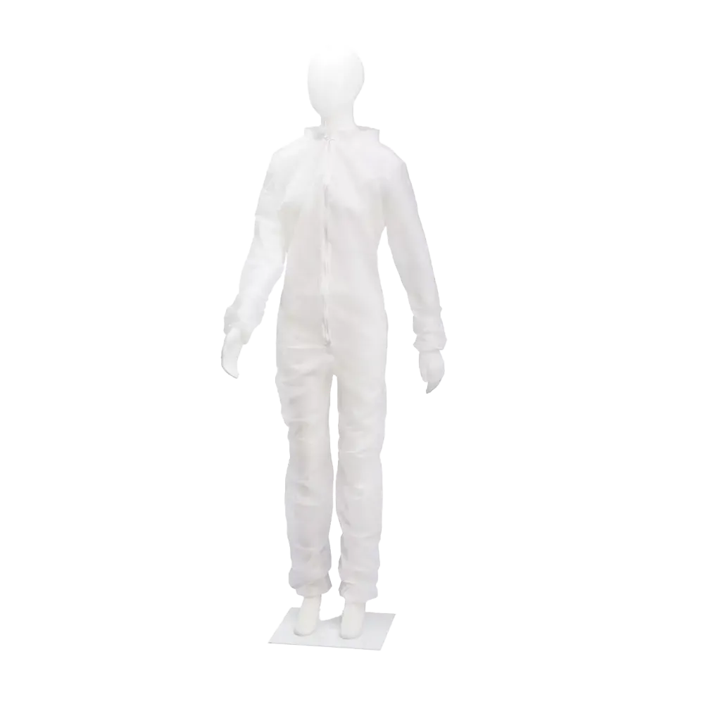 Disposable overall, polypropylene white, M, Med-Comfort: buy disposable overall with stand-up collar and zip to as protective clothing.