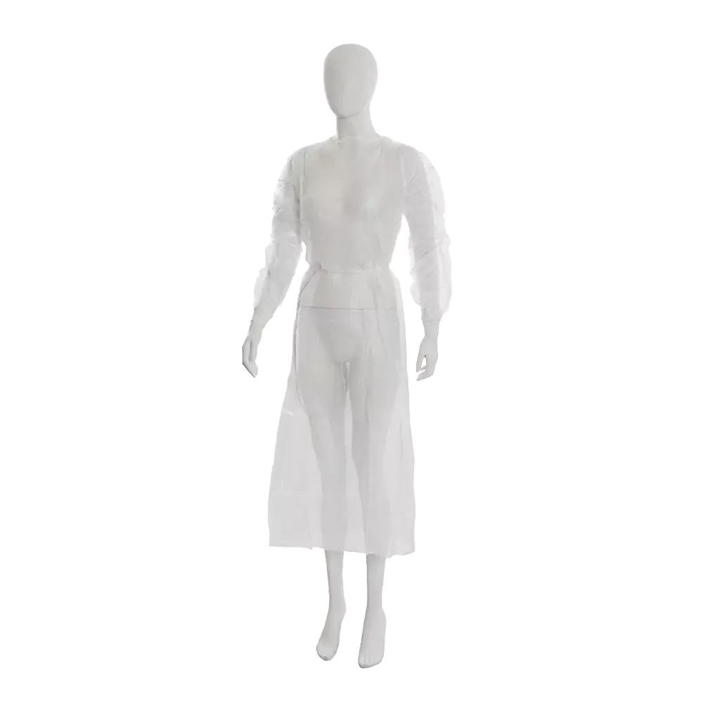 PP Disposable visitor gown, size L, XL, colour white, non-woven, Med-Comfort: buy disposable gown for tying, with tricot cuffs for a secure fit on the arm.