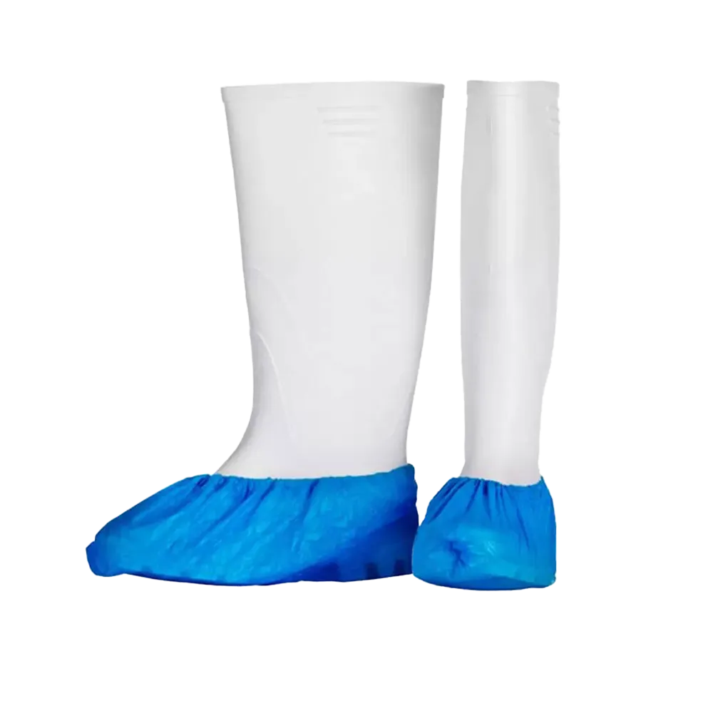 PE Disposable overshoes, 15 x 42 cm, blue, polyethylene, Eco-Plus: buy disposable overshoes with bordered latex rubber as hygienic protective overshoes.