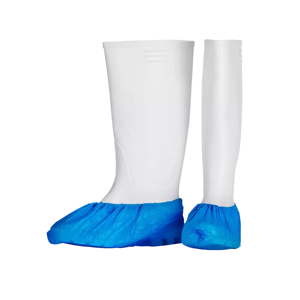 PE Disposable overshoes, 15 x 42 cm, blue, polyethylene, Med-Comfort: buy disposable overshoes with bordered latex rubber as hygienic protective overshoes.