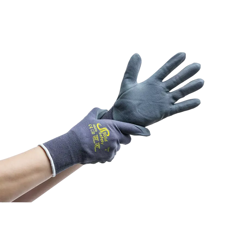 Assembly glove, size 8, grey, SolidSafety Tough Micro Touch: buy ultralight industrial safety glove as PPE.