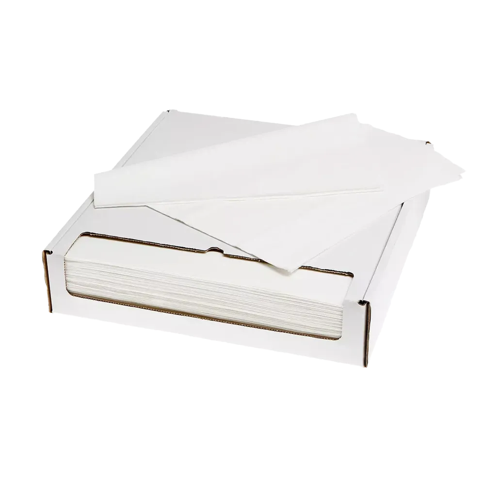 Dental disposable wet crepe napkins, 34 x 38 cm, white, Med-Comfort: buy single-ply patient napkins for use during dental treatments and dental care as dental practice supplies.