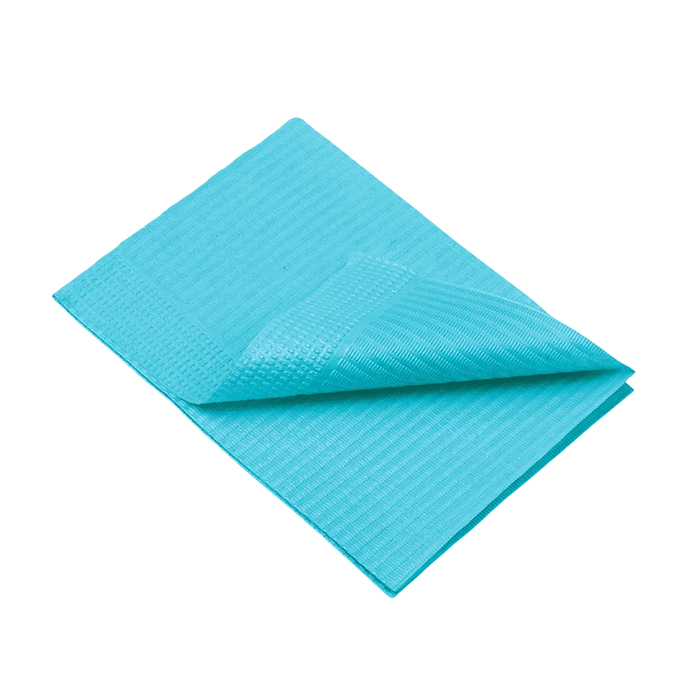 Dental disposable patient napkins, 33 x 45 cm, colour blue, dark blue, yellow, green, light blue, purple, lime, orange, pink, red, wine red, white, black: buy 1/2 ply dental napkins for use during dental treatments as dental practice supplies.