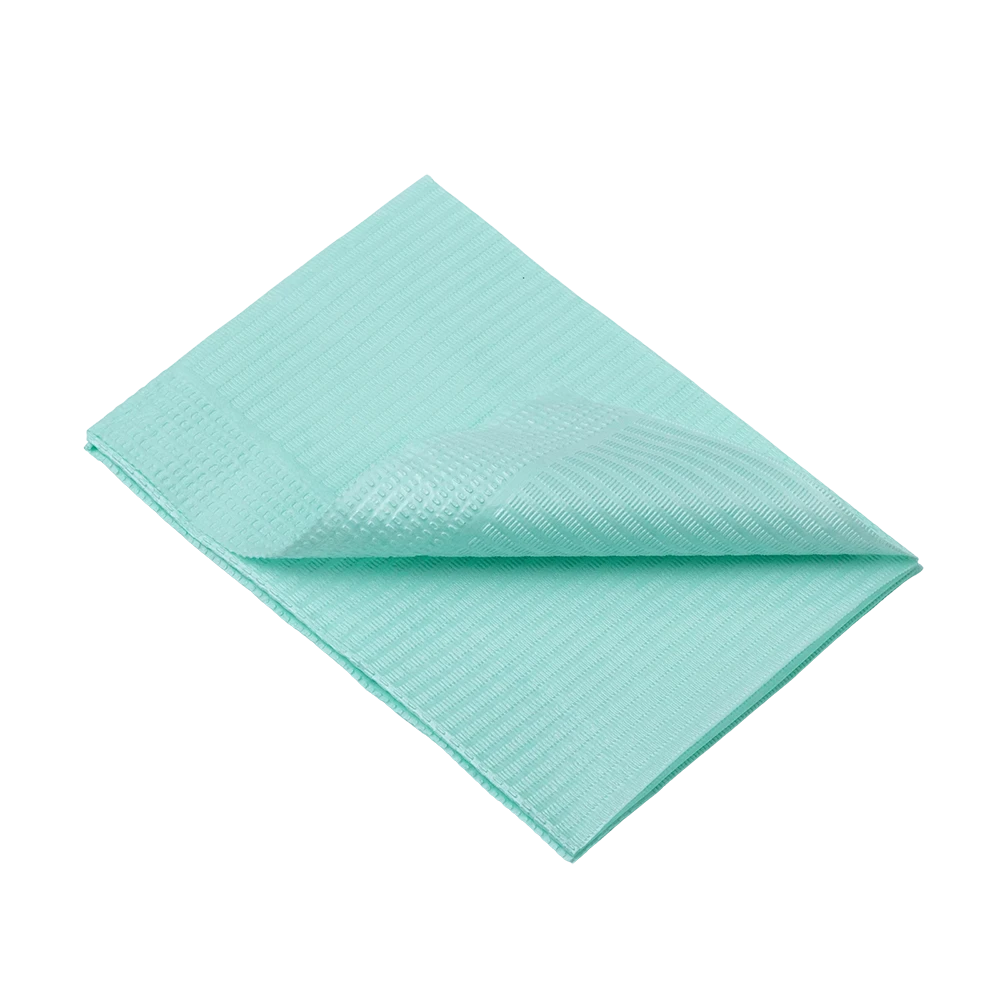 Dental disposable patient napkins, 33 x 45 cm, colour green: buy 1 or 2-ply dental napkins for use during dental treatments as practice supplies.