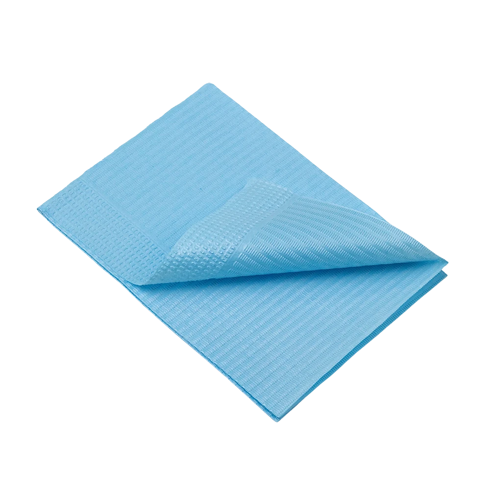 Dental disposable patient napkins, 33 x 45 cm, colour light blue: buy 1 or 2-ply dental napkins for use during dental treatments as practice supplies.