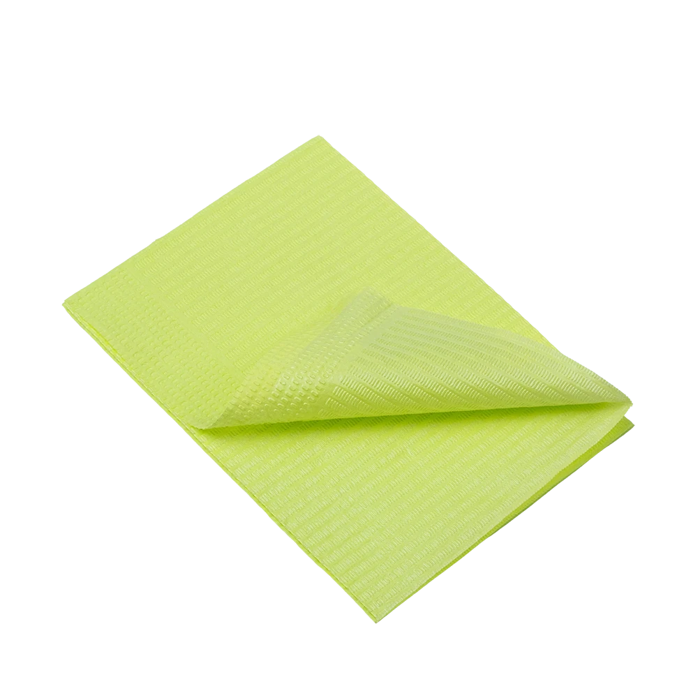 Dental disposable patient napkins, 33 x 45 cm, colour lime, light green: buy 1 or 2-ply dental napkins for use during dental treatments as practice supplies.