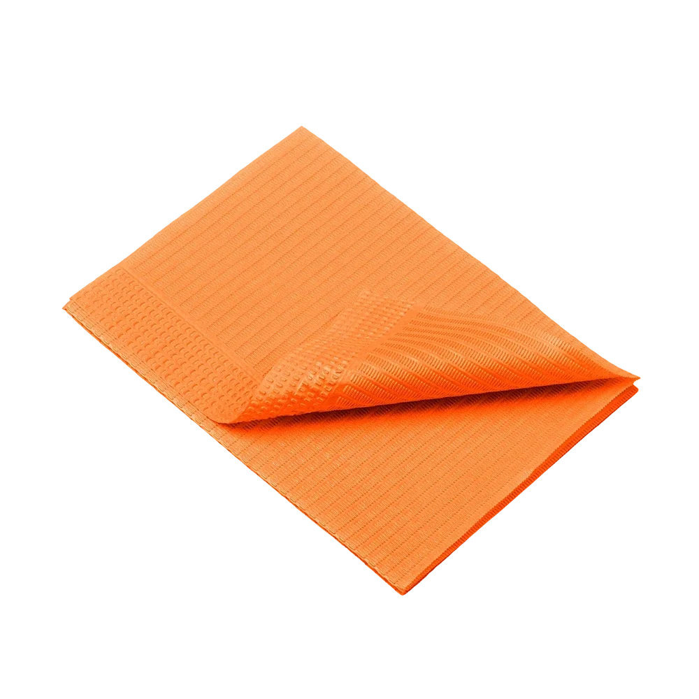 Dental disposable patient napkins, 33 x 45 cm, colour orange: buy 1 or 2-ply dental napkins for use during dental treatments as dental practice supplies.