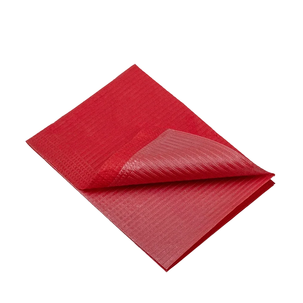 Dental disposable patient napkins, 33 x 45 cm, colour red: buy 1 or 2-ply dental napkins for use during dental treatments as practice supplies.