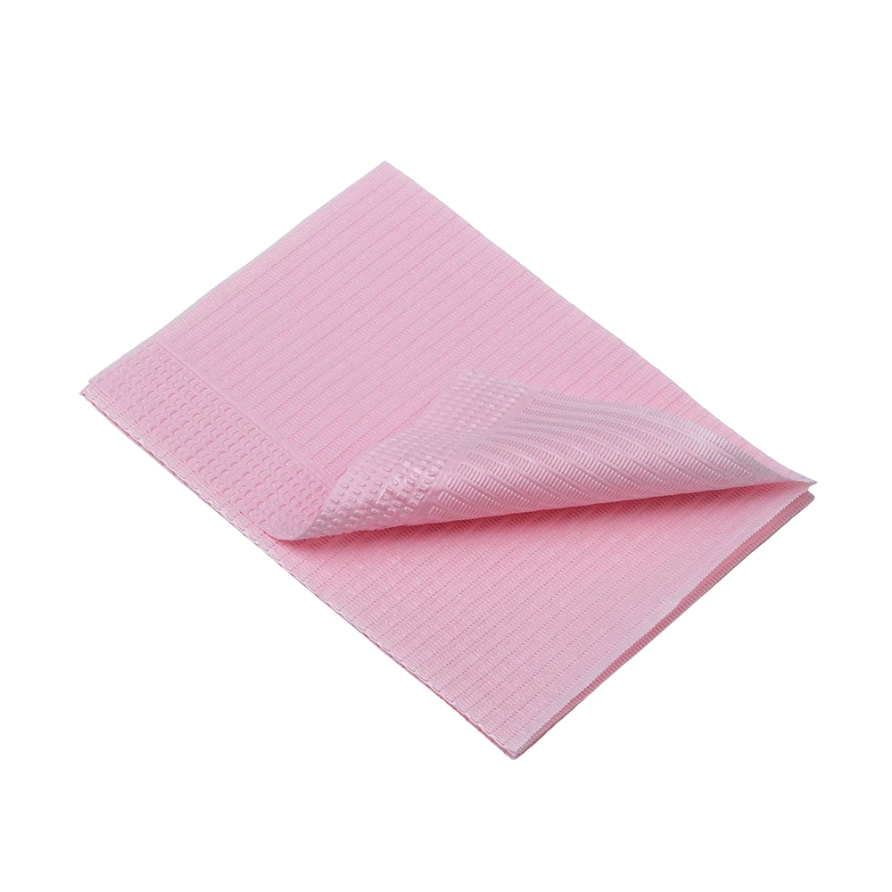 Dental disposable patient napkins, 33 x 45 cm, colour rose: buy 1 or 2-ply dental napkins for use during dental treatments as practice supplies.