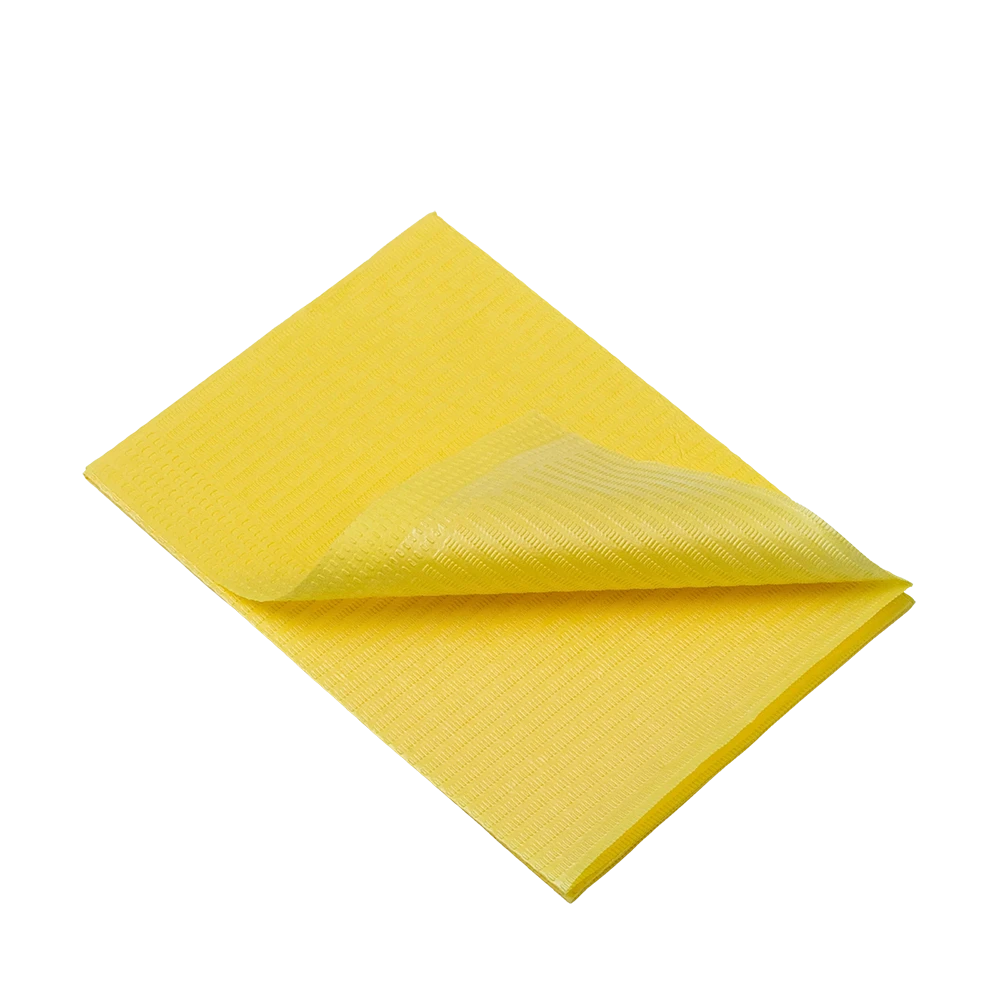 Dental disposable patient napkins, 33 x 45 cm, colour yellow: buy 1 or 2-ply dental napkins for use during dental treatments as practice supplies.