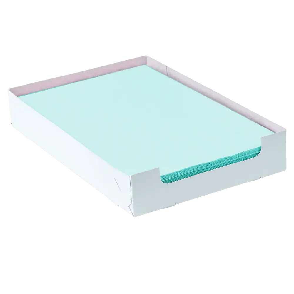 Disposable tray filter paper box, 18 x 28 cm, colour green, cellulose: buy dental crepe pad for single use during dental treatments.