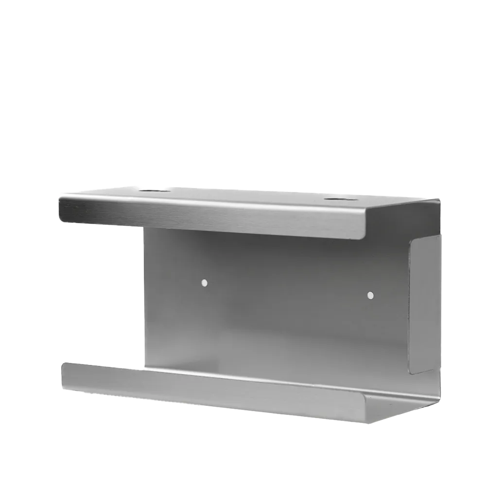 Disposable glove dispenser, glove holder, 250 x 130 x 75 mm, stainless steel: buy matching stainless steel dispenser for surgical glove boxes or standard boxes as accessory for disposables.