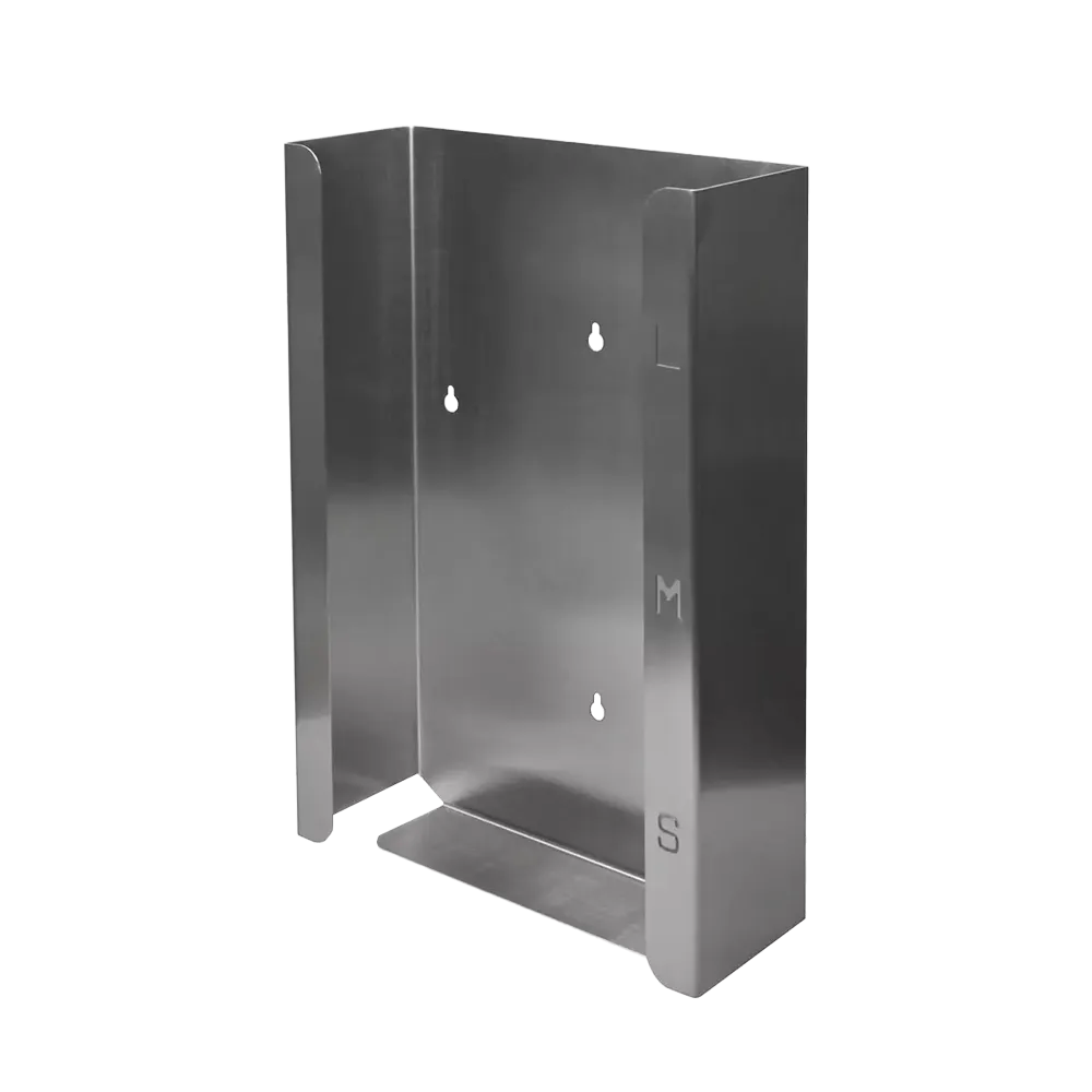 Disposable glove dispenser, glove dispenser holder, 263 x 330 x 70 mm, stainless steel: buy matching stainless steel dispenser for 3 glove boxes or standard boxes as accessories for disposables.