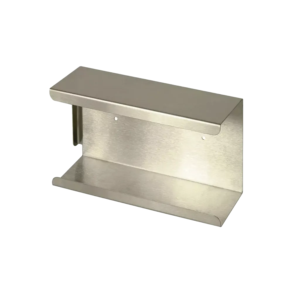 Disposable glove dispenser, glove dispenser holder, 210 x 110 x 57 mm, stainless steel: buy matching stainless steel dispenser for surgical glove boxes or standard boxes as accessories for disposables.