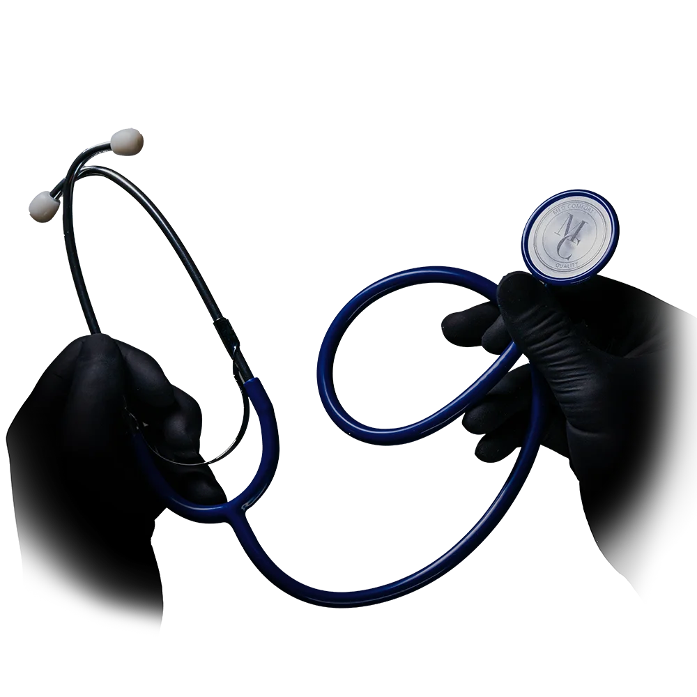 PVC Flat head stethoscope, colour blue, Med-Comfort: buy nurse stethoscope with aluminium alloy head for use in medicine and care as ward and patient supplies.