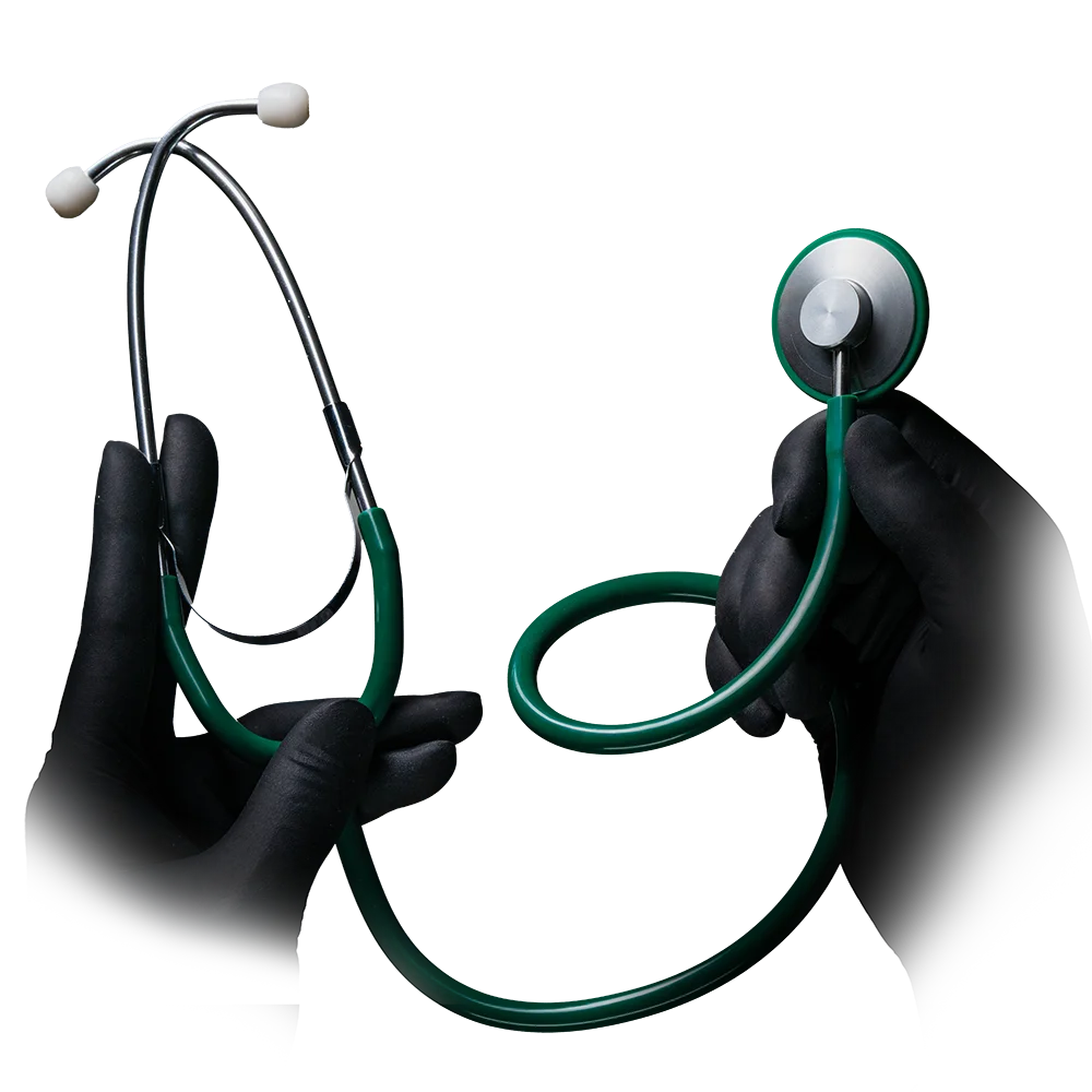 PVC Flat head stethoscope, colour green, Med-Comfort: buy nurse stethoscope with aluminium-alloy head for use in medicine and care as ward and patient supplies.