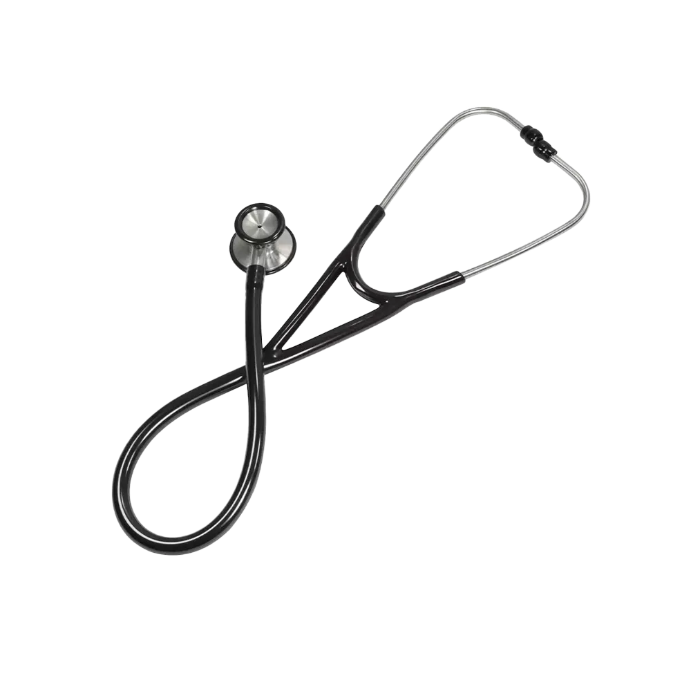 Double head stethoscope deluxe, colour black, Med-Comfort: buy flat head stethoscope with 56cm long Y-tube and soft replacement ear olives with metal loops for excellent acoustics for use in medicine and care as ward and patient supplies.