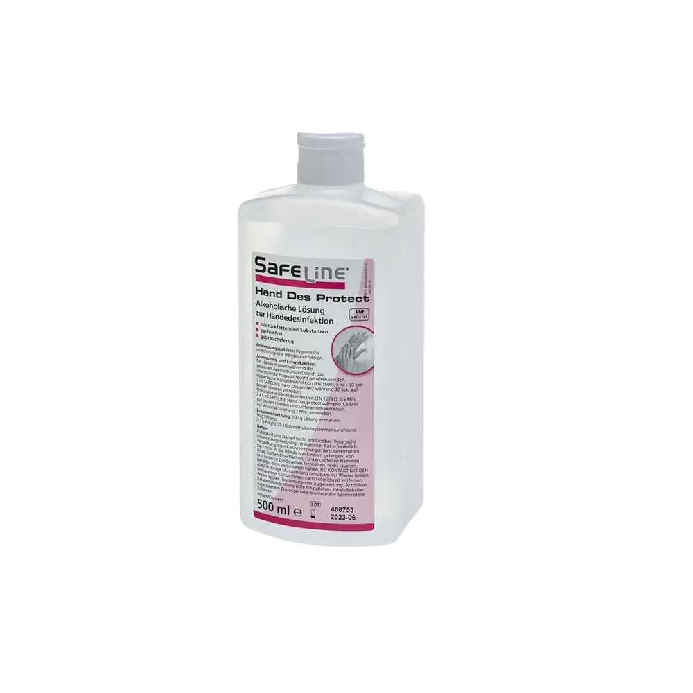 Hand disinfection, 500 ml, Safeline Hand Des Protect: buy ready-to-use, moisturising hand disinfectant for hygienic cleanliness for application on the skin.