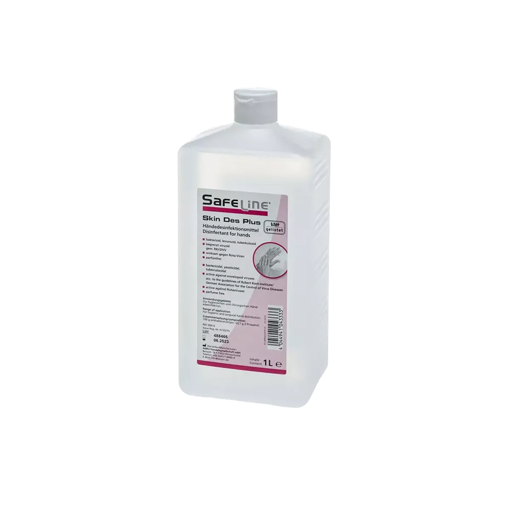 Hand disinfection, 1 l, Safeline Skin Des Plus: buy ready-to-use disinfectant, especially suitable for allergy-sensitive hands, for hygienic cleanliness for application on the skin.