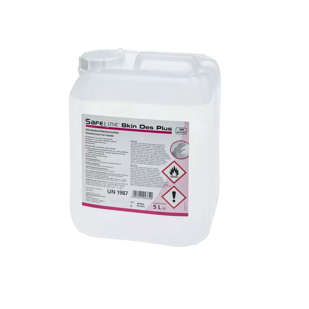 Hand disinfectant, 5 l, Safeline Skin Des Plus: buy ready-to-use disinfectant, especially suitable for allergy-sensitive hands, for hygienic cleanliness for application on the skin.