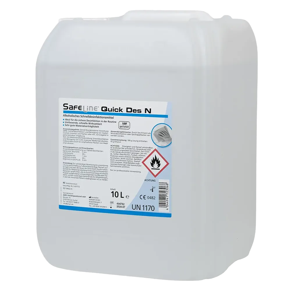 Rapid disinfection, 10 l, Safeline Quick Des N: buy ready-to-use, skin compatible rapid disinfectant as alcoholic preparation.