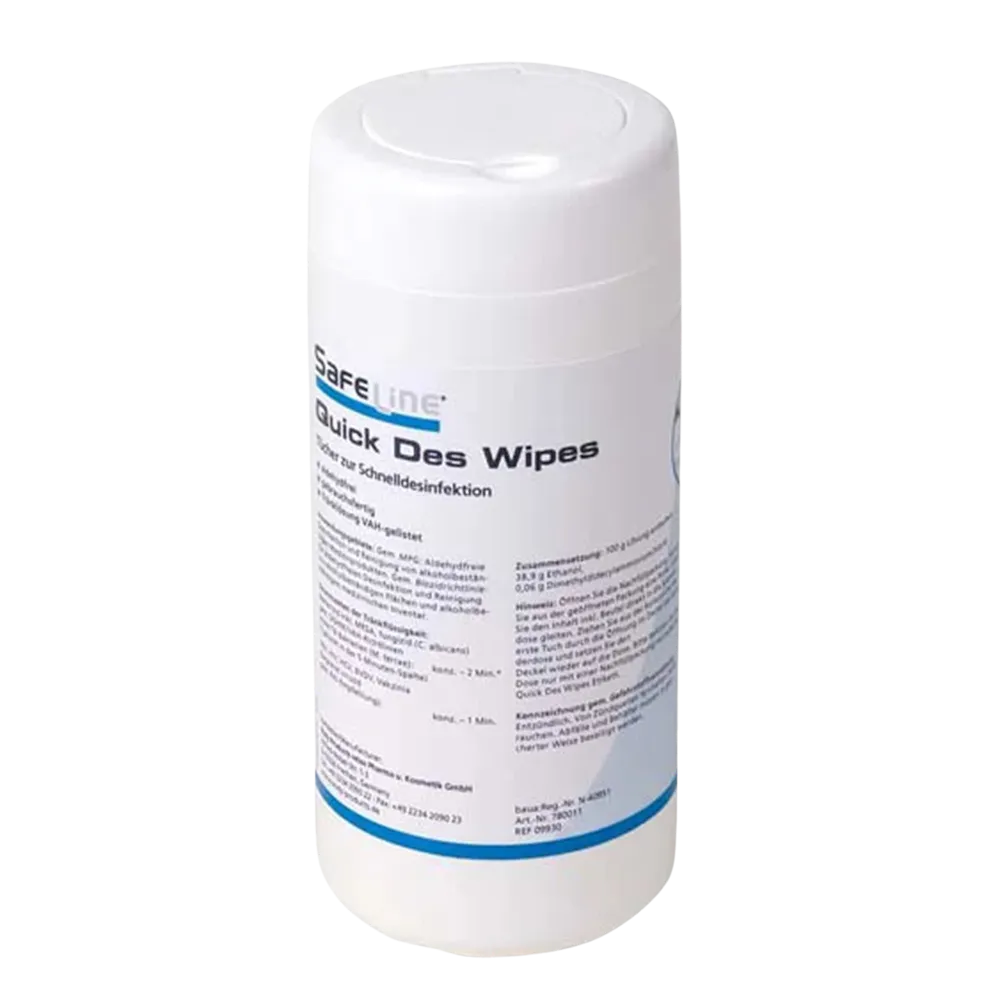 Disinfection wipes, in a tin, Safeline Quick Des Wipes N: buy alcoholic, ready-to-use wipes for rapid disinfection.