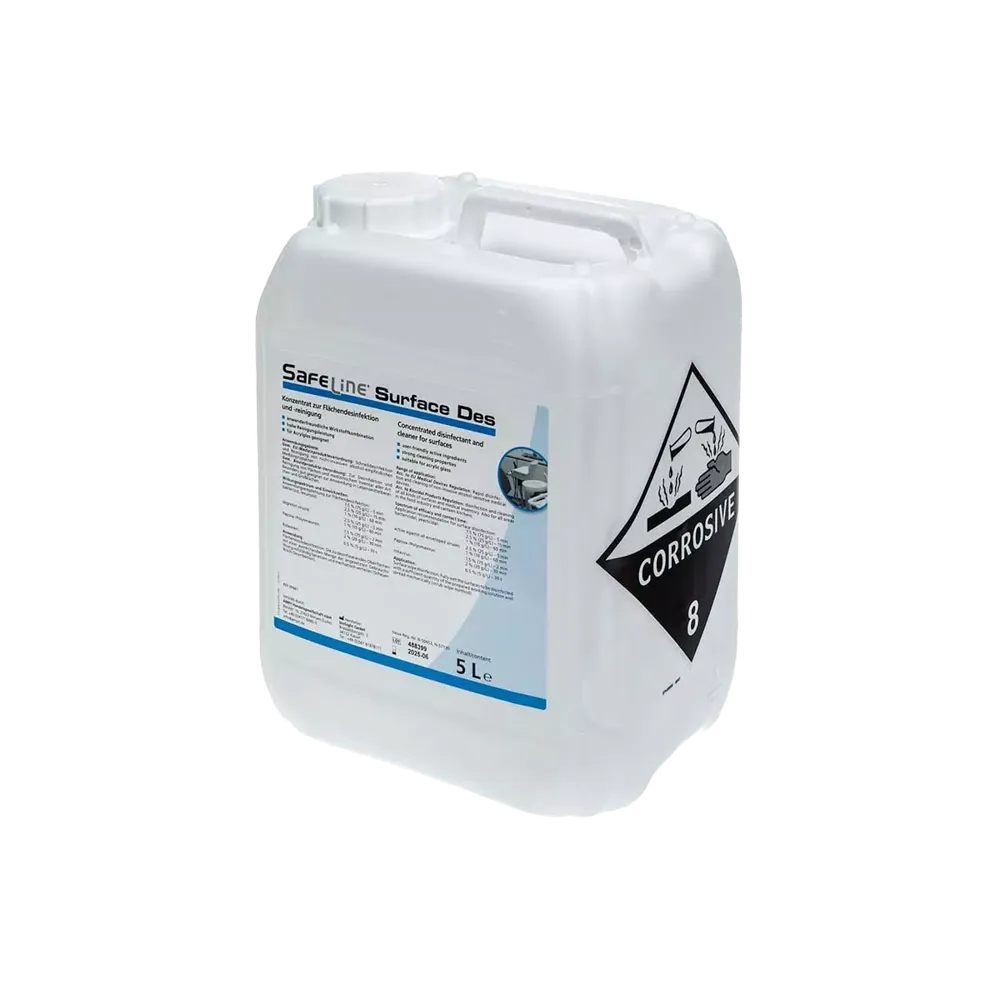 Surface Wipe Disinfection, 5 l, Safeline Surface Des: buy perfume-free aldehyde-free concentrate as surface disinfection for the food industry, large kitchens and acrylic glass.