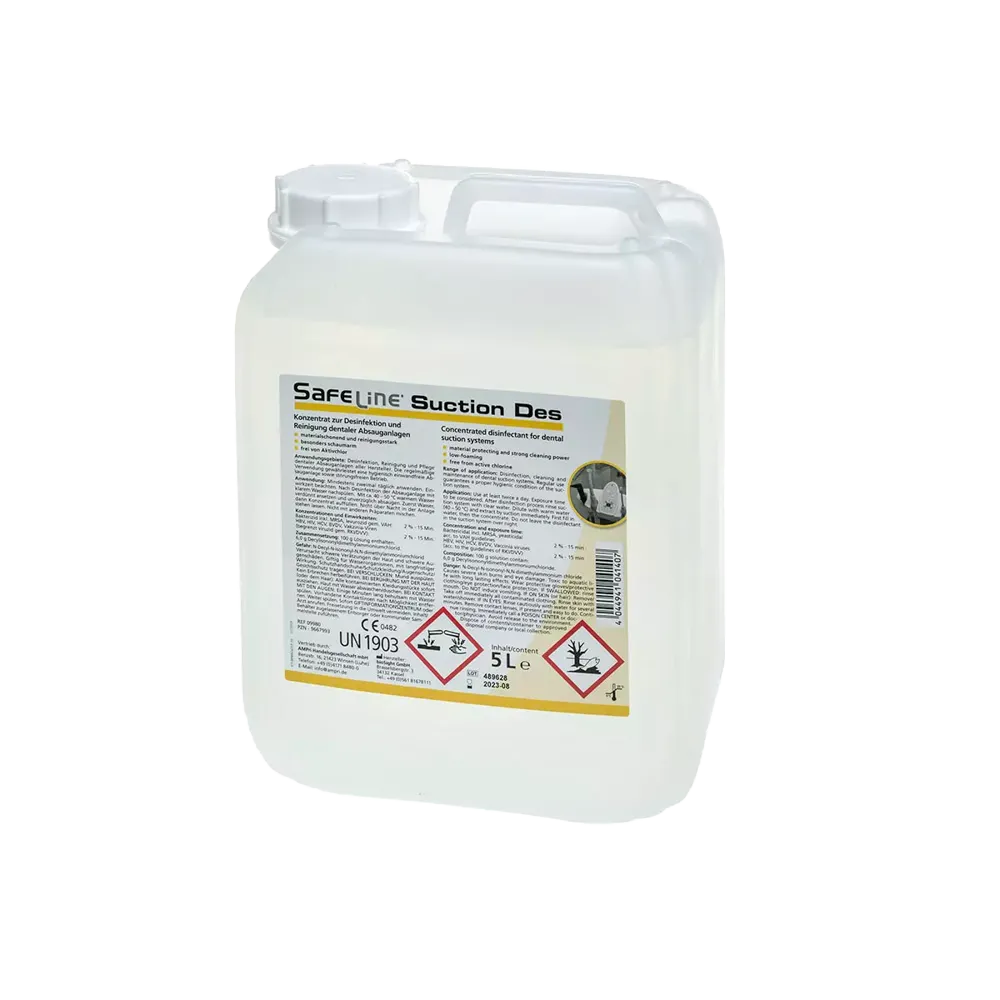 Suction system disinfectant, 5 l, Safeline Suction Des: buy active chlorine-free and particularly low-foaming disinfection for suction systems with amalgam separators.