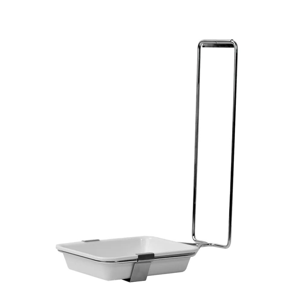 Stainless steel bowl holder, for all 500 ml disinfectant and soap dispensers with removable plastic bowl as an accessory for wall dispensers.