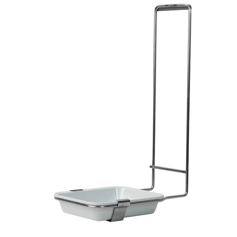 Stainless steel bowl holder, for all 1000 ml disinfectant and soap dispensers with removable plastic bowl as accessory for wall dispensers.