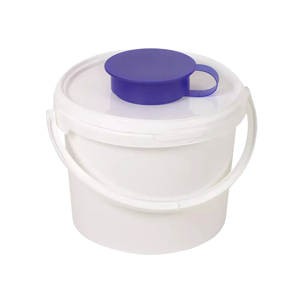 Dispenser bucket, white, 3,4 l: buy dispenser bucket for non-woven rolls with attached wet wipe removal as ward supplies.