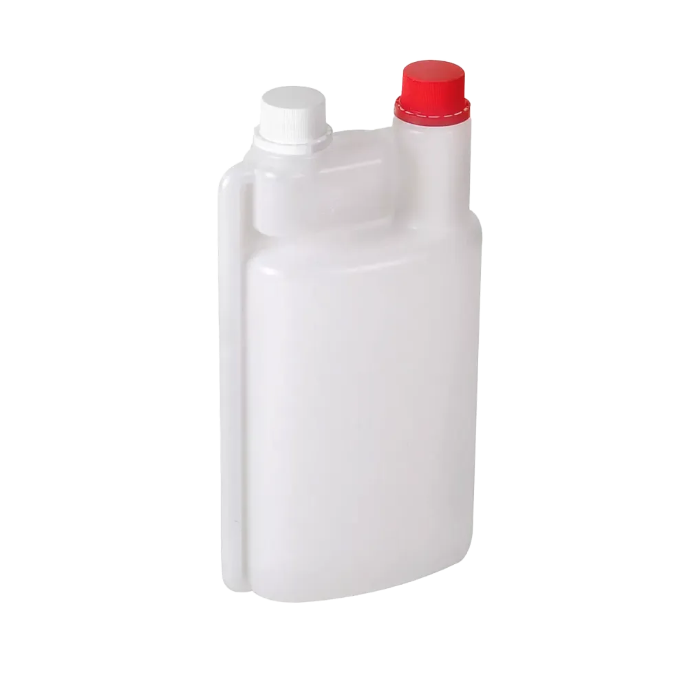 Dosing bottle, 1l, white, red: buy bottle with 60 ml chamber for dosing disinfectants.