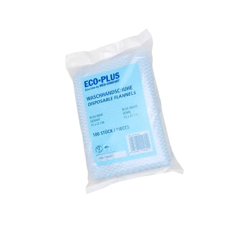 Disposable flannel, white, blue fleece, Eco-Plus: buy disposable flannel made of fleece as a practical single use product.