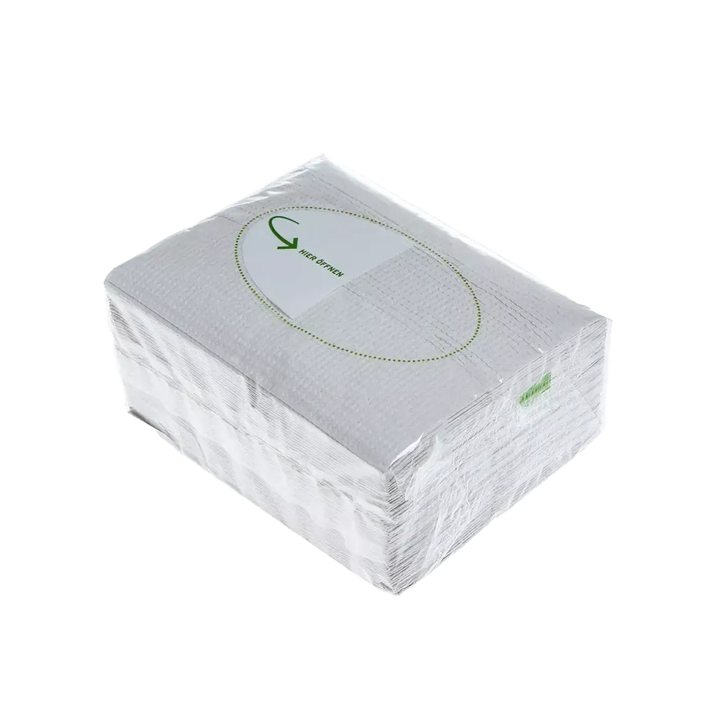 Tissue wipes, 28 x 33 cm, Z-fold, colour natural: buy 3-ply wipes for cleaning for patient and ward use.