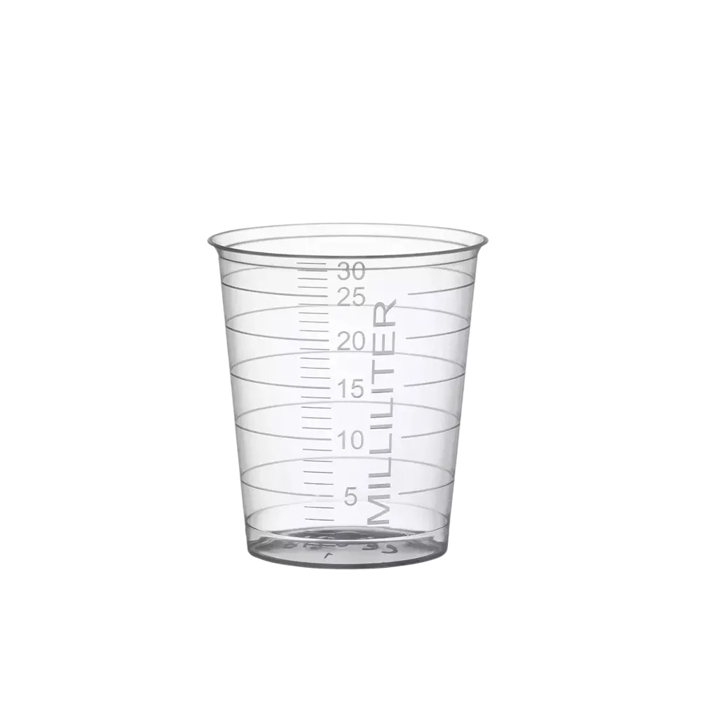 PP Medicine cup, colour transparent, 30 ml, graduated: buy polypropylene medicine cup for taking medicines or for dosing liquids and dispensing medicines as ward supplies.