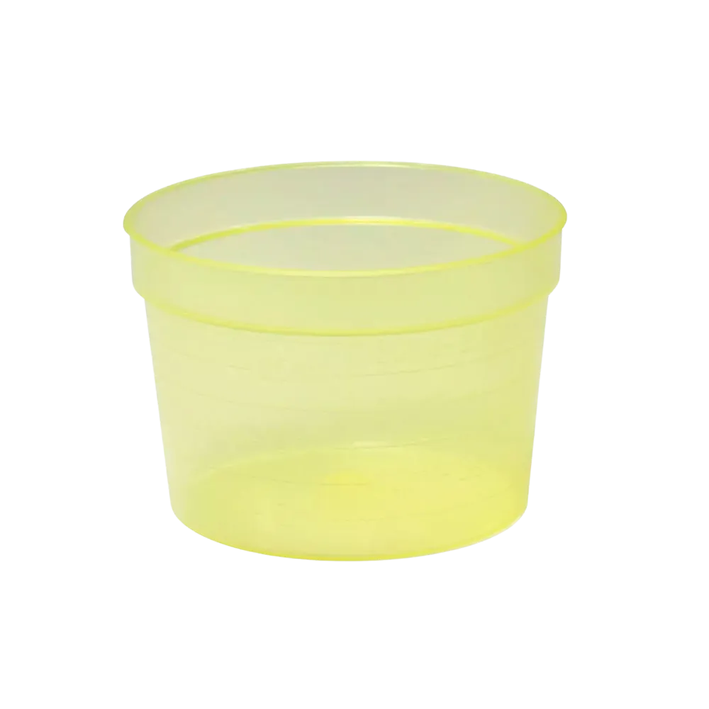 PP Medicine cup, colour yellow, wide, 30 ml, graduated: buy polypropylene medicine cups for taking medicines or for dosing liquids and dispensing medicines as ward supplies.