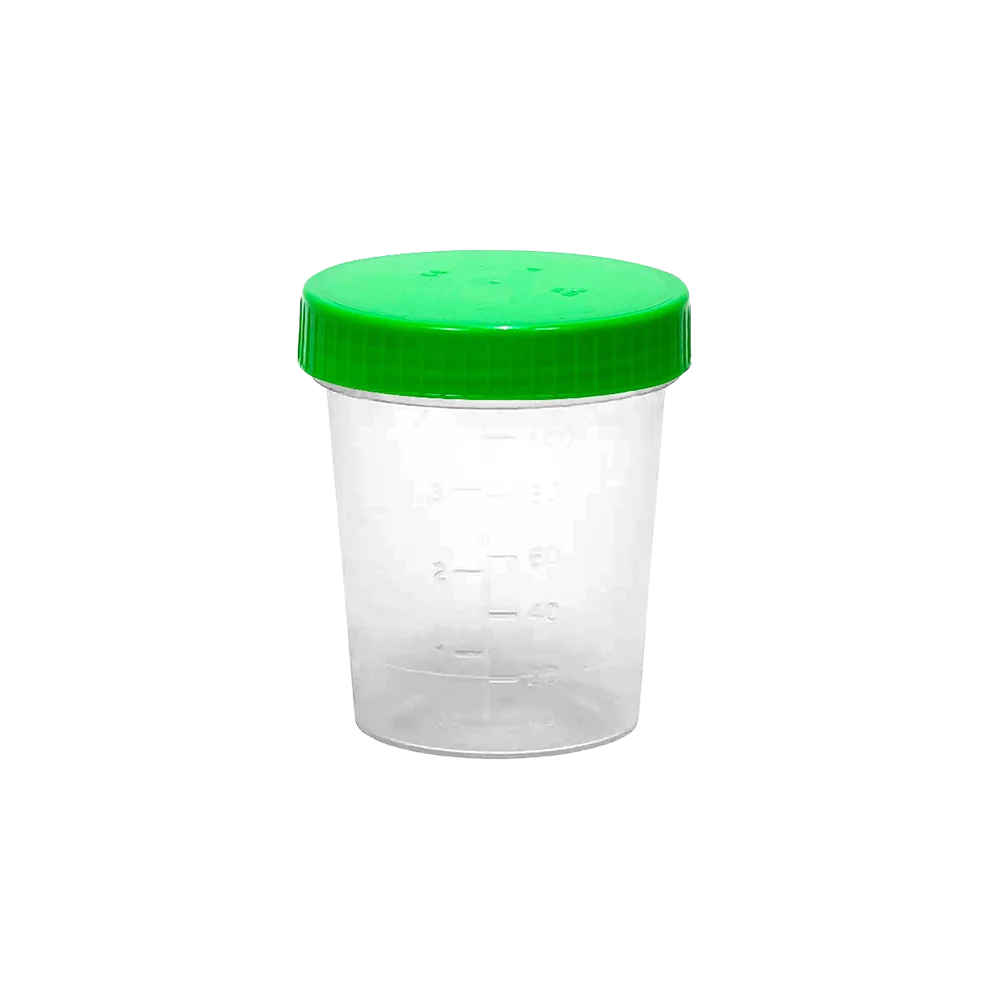 PP Lid for urine collection container, green, 125 ml: buy graduated urine cup lid for safe transport of urine as ward and patient supplies.