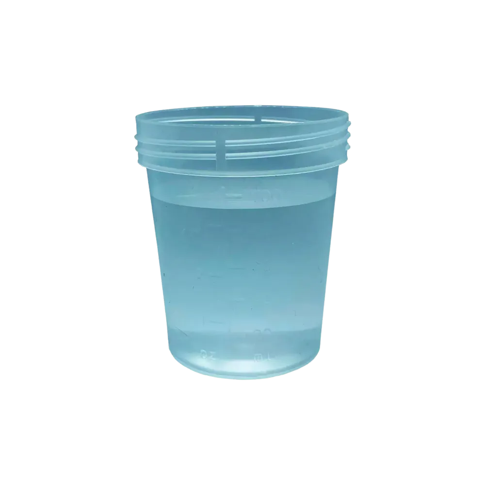 PP Urine collection container without lid, screw thread, 125 ml, colour transparent: buy graduated urine cup for the safe transport of urine as ward and patient supplies.