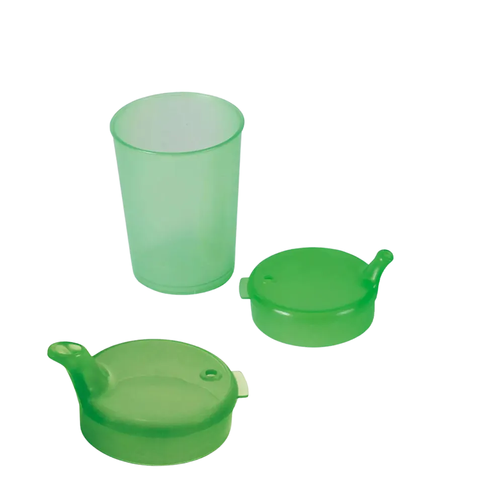 PP Beak cup top and bottom SET, green, 50 x 250 ml: buy polypropylene top and bottom SET for 50 beak cups as patient supplies.